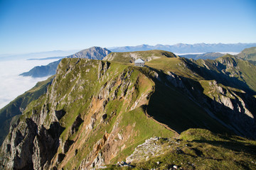Fototapeta na wymiar Eisenerzer Reichenstein in den steirischen Alpen im Spätsommer