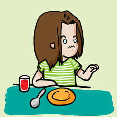 Hungry girl cute character