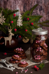 Chocolate Christmas Cookies with Crushed Candy Cane