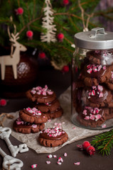Chocolate Christmas Cookies with Crushed Candy Cane