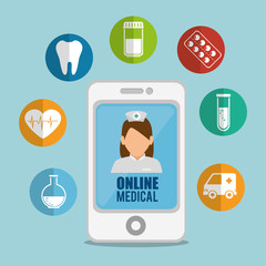 smartphone medicine online application icons vector illustration eps 10