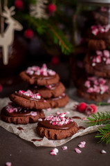 Chocolate Christmas Cookies with Crushed Candy Cane