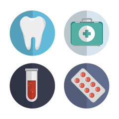 set medicine tooth pill test tube first aid vector illustration eps 10