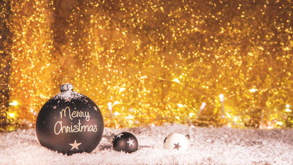 Christmas Banner with gold glitter Background