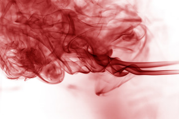 Toxic fumes movement on a white background..Red smoke movement o
