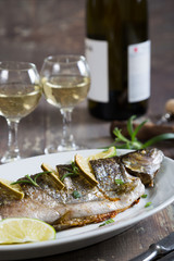 Baked trout with lime and white wine