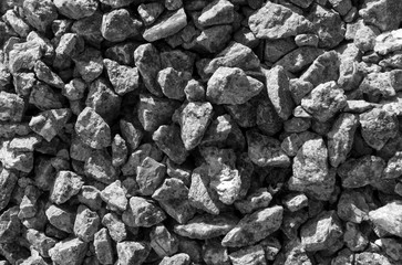 Black and white stones gravel texture macro background
