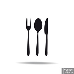Cutlery. Food. Serving. Black silhouette. Icon. For your design