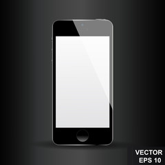 Realistic black smartphone. Modern style. Icon. Background.