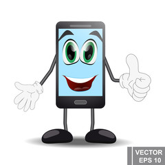 Funny cartoon smartphone. Modern technologies. Communication. For your design.