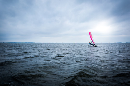 Windsurfer on a big lake