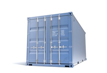 Shipping sea blue container isolated 3d illustration