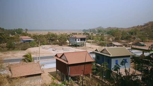 Upper view to village road ( time lapse)