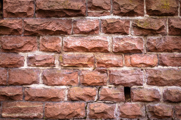 Background of Old Orange Vintage Brick Wall in Pattern - Closed up