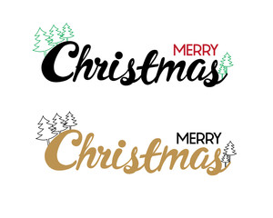 Happy Christmas calligraphy with christmas tree for banner, poster, greeting card, party invitation. 