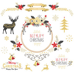 Vintage Gold Christmas Elements