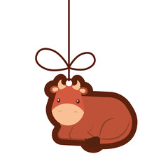 cute ox manger character vector illustration design
