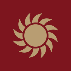 The sunshine icon. Sunrise and sunshine, weather, sun symbol. UI. Web. Logo. Sign. Flat design. App. Stock