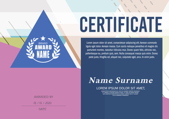 Certificate Frame Design Template, Geometric triangle pattern