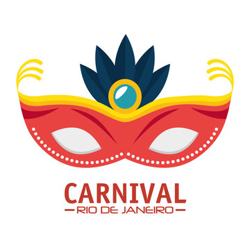 carnival rio de janeiro mask blue feathers vector illustration eps 10