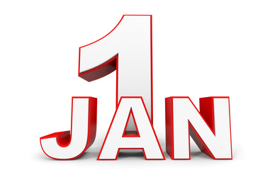 January 1. 3d text on white background.