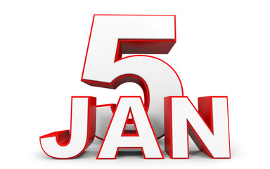 January 5. 3d text on white background.