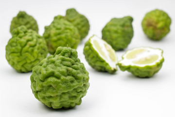 Bergamot fruit on white background.