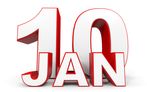 January 10. 3d text on white background.