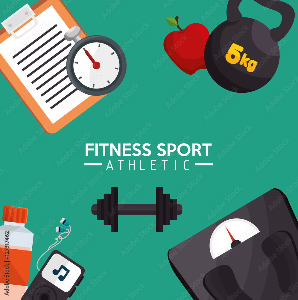 Wall mural fitness sport athletic poster design vector illustration eps 10