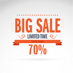 Big Sale banner. Vector illustration. special offer. 70% off. Vector illustration.Theme color.