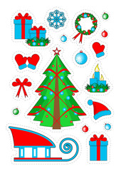Obraz na płótnie Canvas Christmas patch badges, stickers.