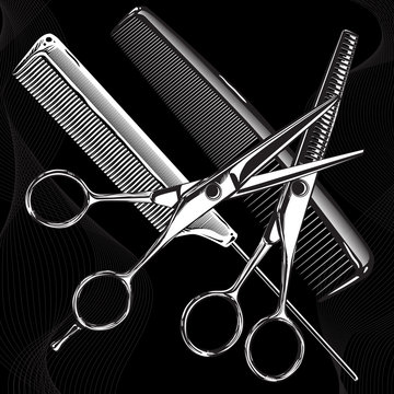 professional tools scissors and combs