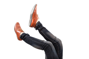 Man wearing leather shoes.