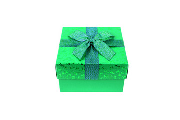 Green gift box isolate on white background