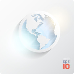 Cut the earth in blue tones. North America, South America.Eps10