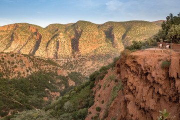 Scenery around waterfalls Ozoud in Morocco