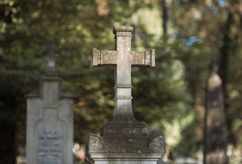 gothic cemetery, the old stone cross