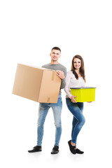 Fototapeta na wymiar Young couple moving into a new home