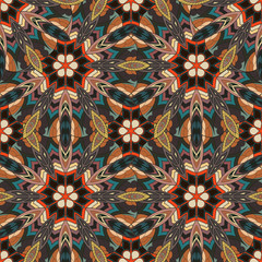 Ornate floral seamless texture, endless pattern with vintage mandala elements.