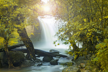 Waterfall in rain forest of Thailand, Hewsuwat waterfall in Khaoyai national park