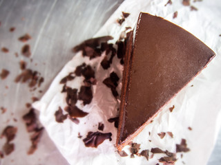 chocolate fudge cake,selective focus.
