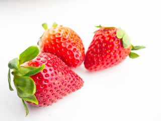 isolated strawberry on whitebackground, selective focus
