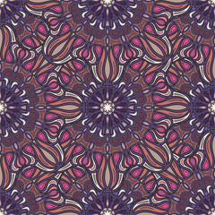 Ornate floral seamless texture, endless pattern with vintage mandala elements.