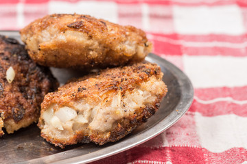Homemade minced meat meatballs on the plate