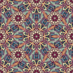 Ornate floral seamless texture, endless pattern with vintage mandala elements.