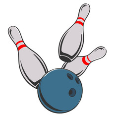 Bowling ball and pins