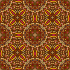 Ornate floral seamless texture, endless pattern with vintage mandala elements.