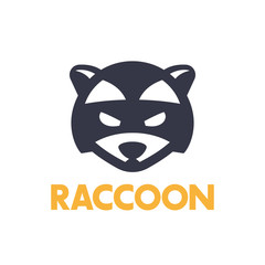 raccoon logo element, simple icon on white