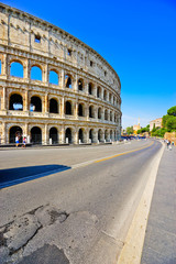 Fototapeta na wymiar View of Colosseum in a sunny day in Rome, Italy