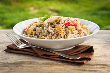 Insalata di riso integrale, brown rice salad